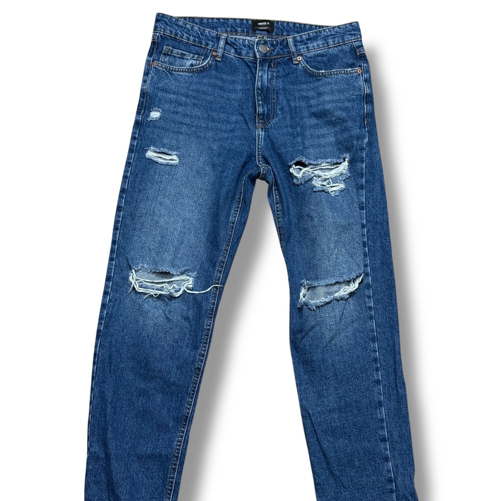 Forever 21 Straight Leg Ripped Distressed Denim Jeans Mens Size 32 - Picture 2 of 13